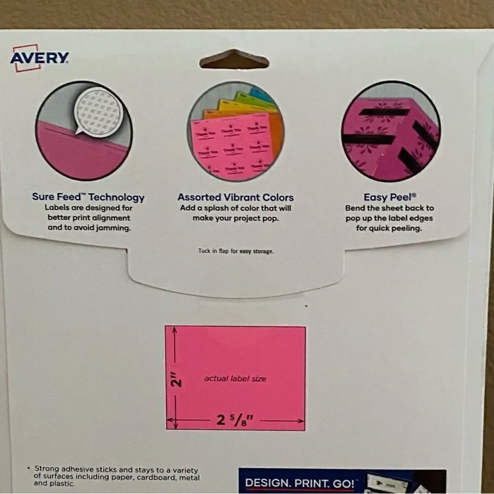 NWT New 300 Avery Rectangular Labels w/Sure Feed Bright Colors 4331, 2
